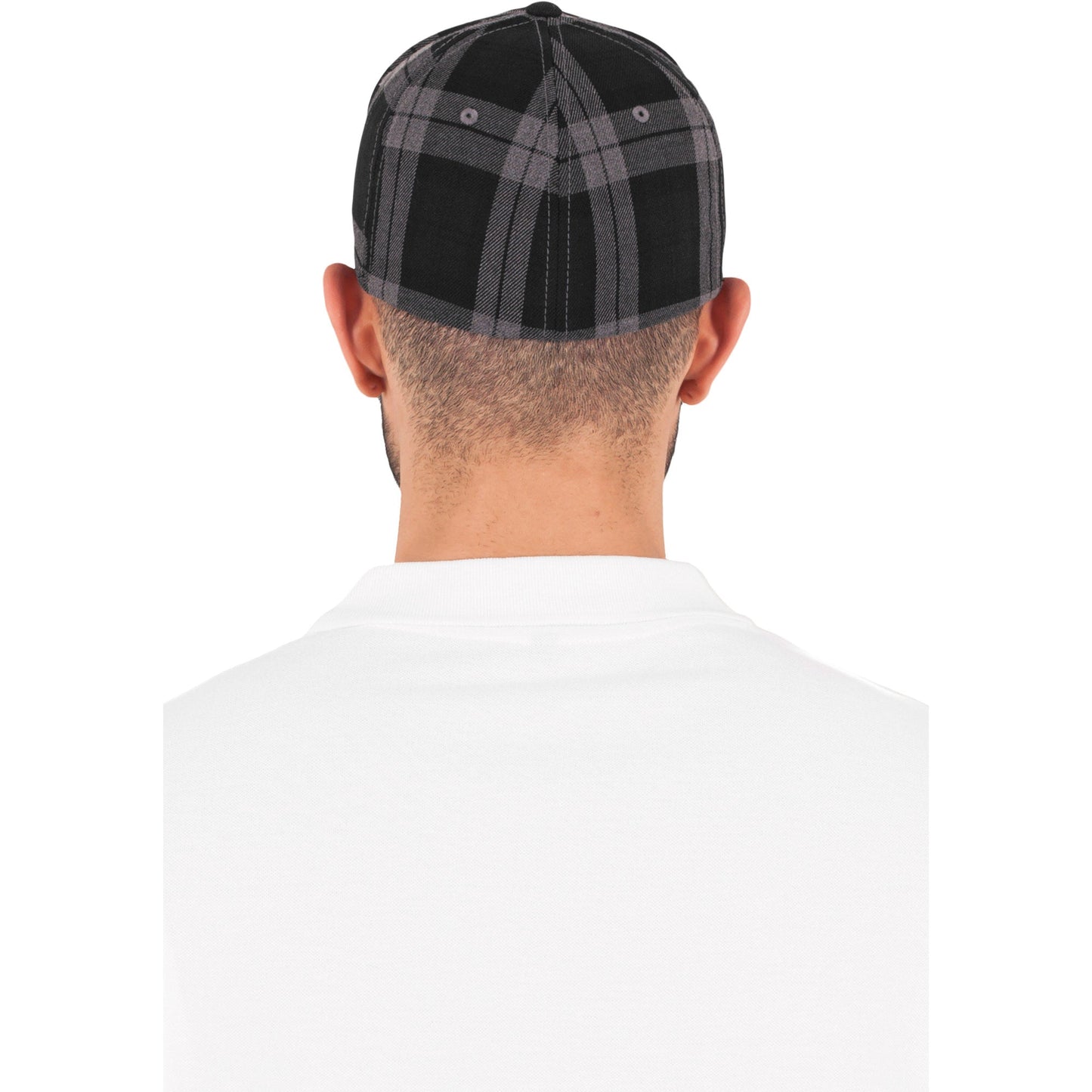 Flexfit By Yupoong Tartan Plaid Cap Hard Buckram Silver Undervisor S/M L/XL