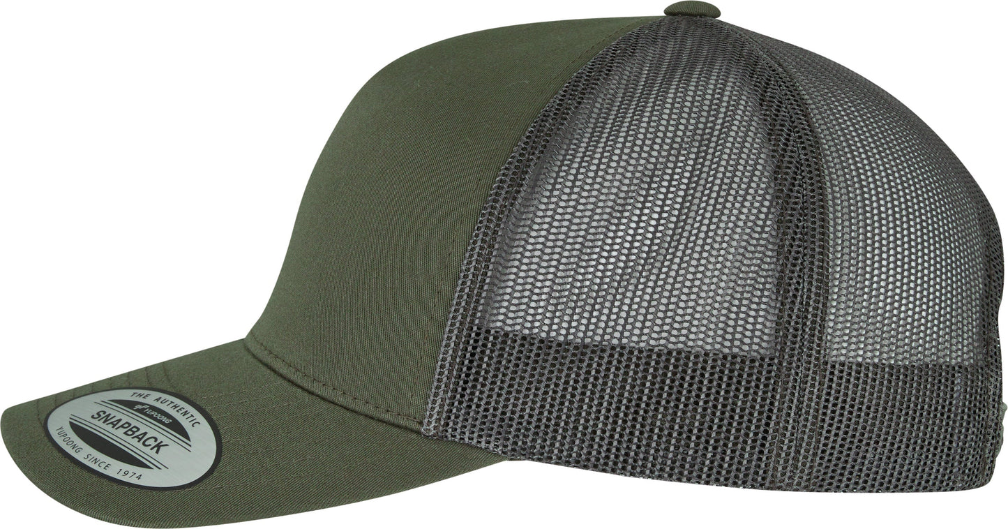 Flexfit Yupoong 5-Panel Retro Trucker Cap Sporty Mesh Back Cotton Twill