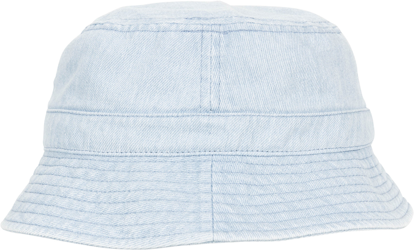 Flexfit Yupoong Denim Bucket Hat Washed Light Blue Grey Circumferential Brim