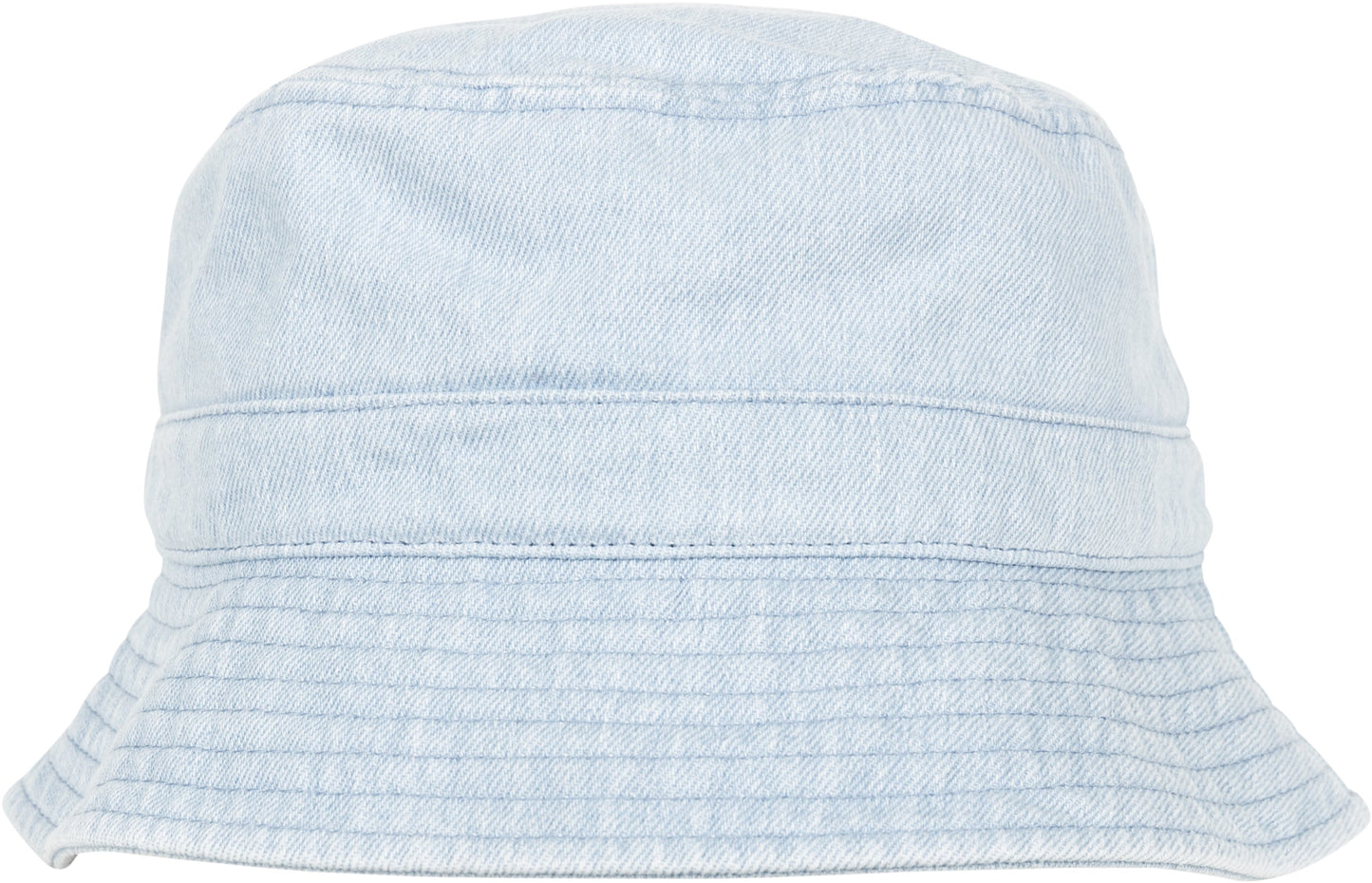 Flexfit Yupoong Denim Bucket Hat Washed Light Blue Grey Circumferential Brim
