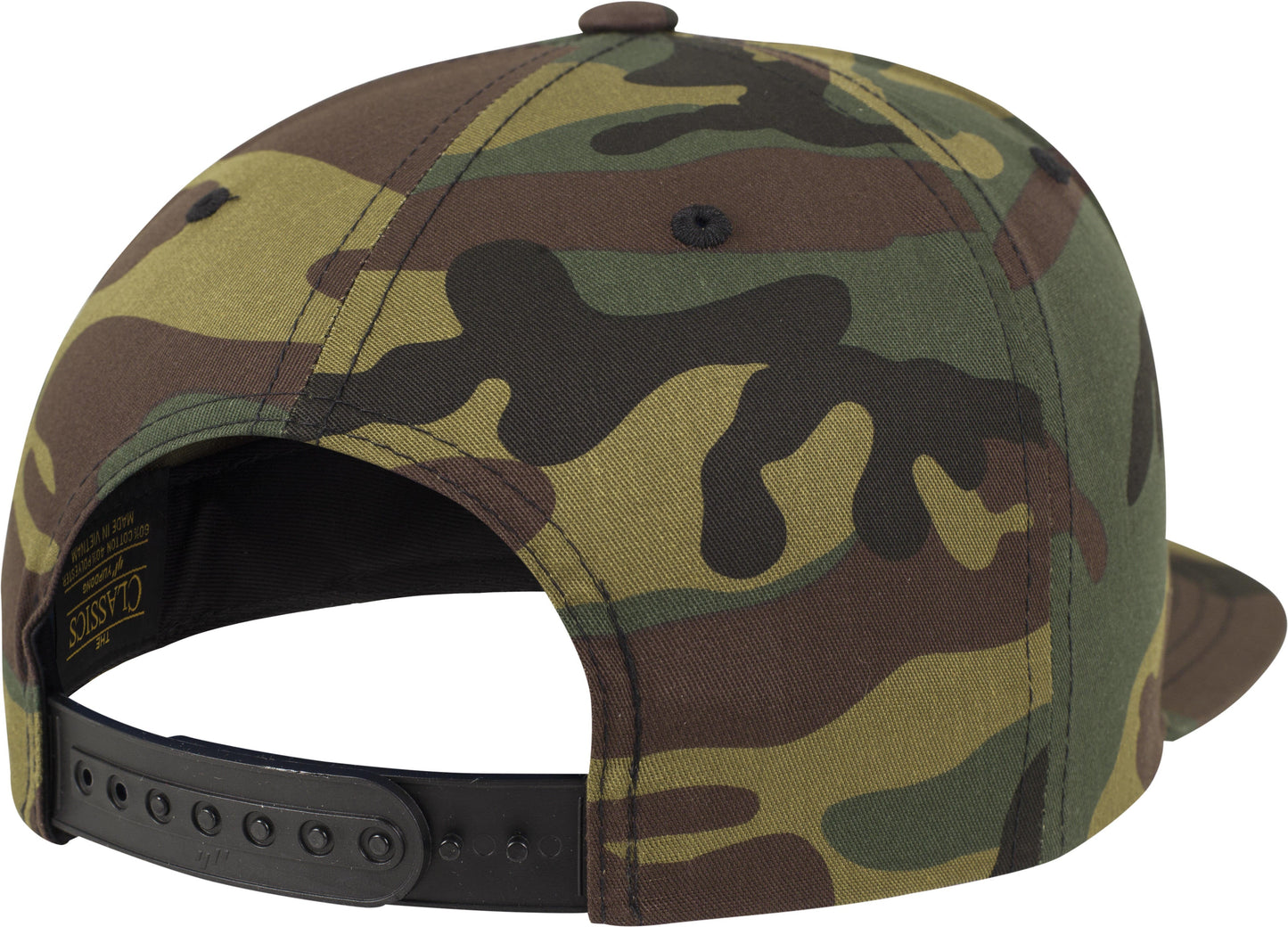 Flexfit Yupoong Camo Classic Snapback Hat Woodland Print Green Undervisor