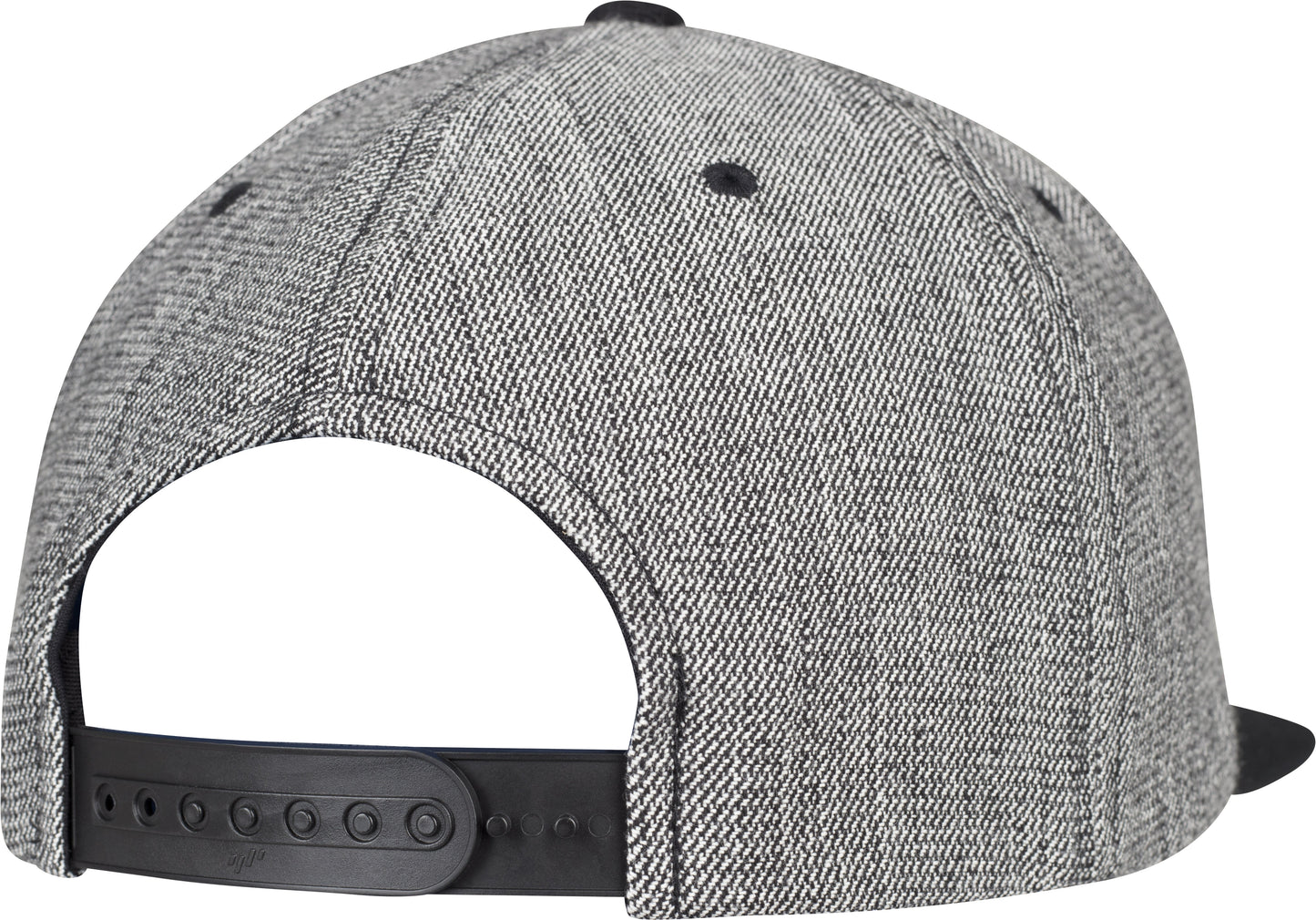 Flexfit Yupoong Melange Solid Snapback Cap Cotton Twill Black Flat Brim