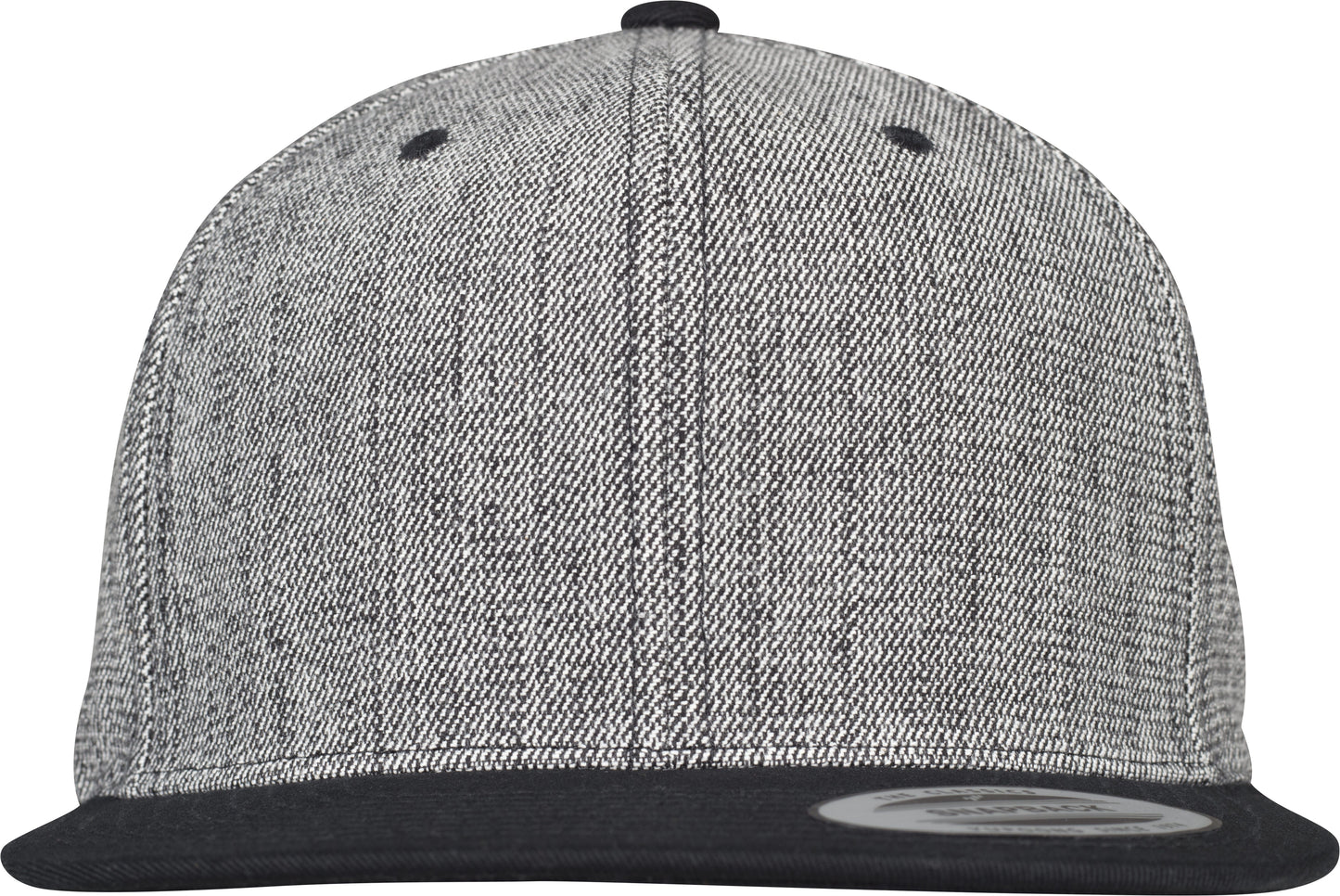 Flexfit Yupoong Melange Solid Snapback Cap Cotton Twill Black Flat Brim
