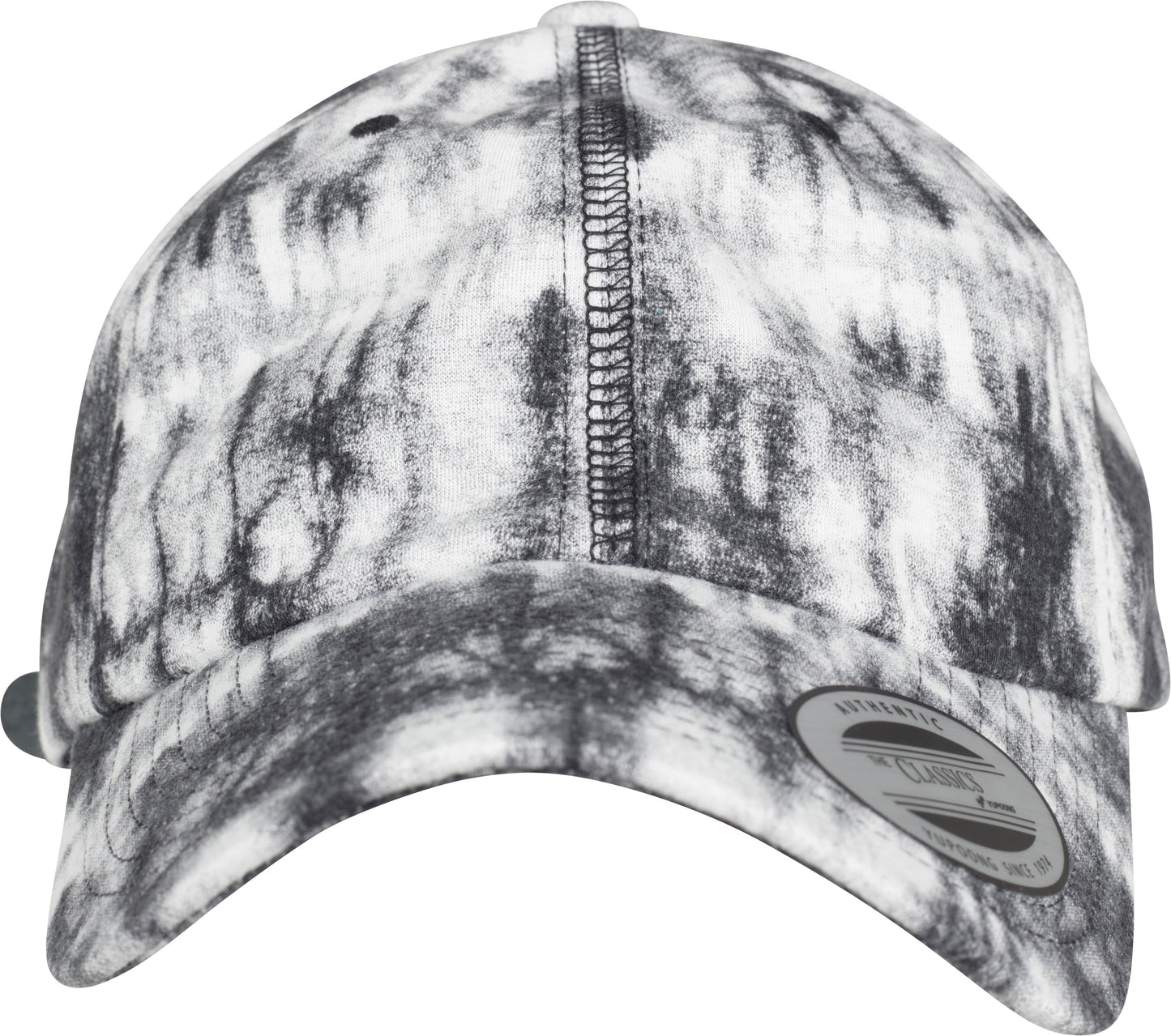 Flexfit Yupoong Low-Profile Tie-Dye Cap Black and White Dad Hat Leather Strap