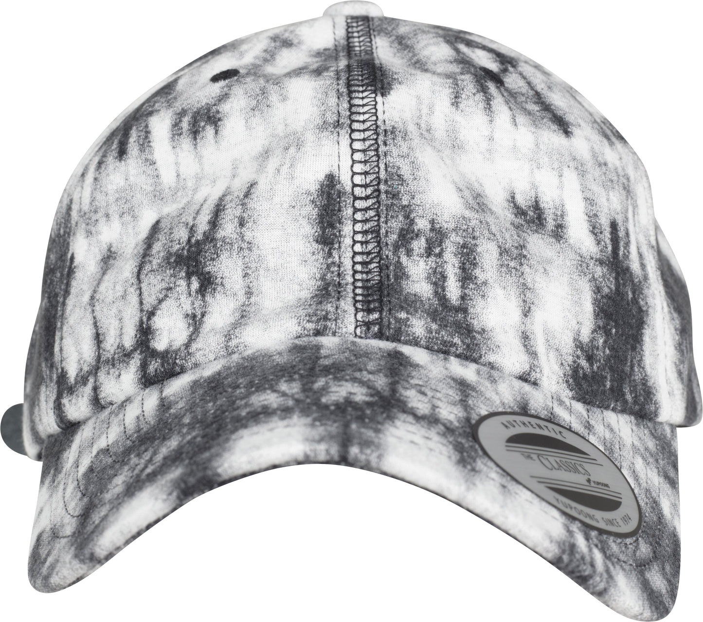 Flexfit Yupoong Low-Profile Tie-Dye Cap Black and White Dad Hat Leather Strap