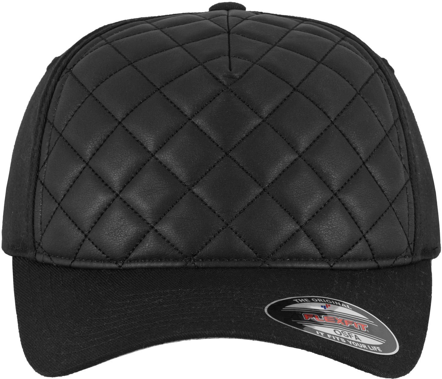Flexfit By Yupoong Diamond Quilted Cap Athletic Shape Leather Imitation Front