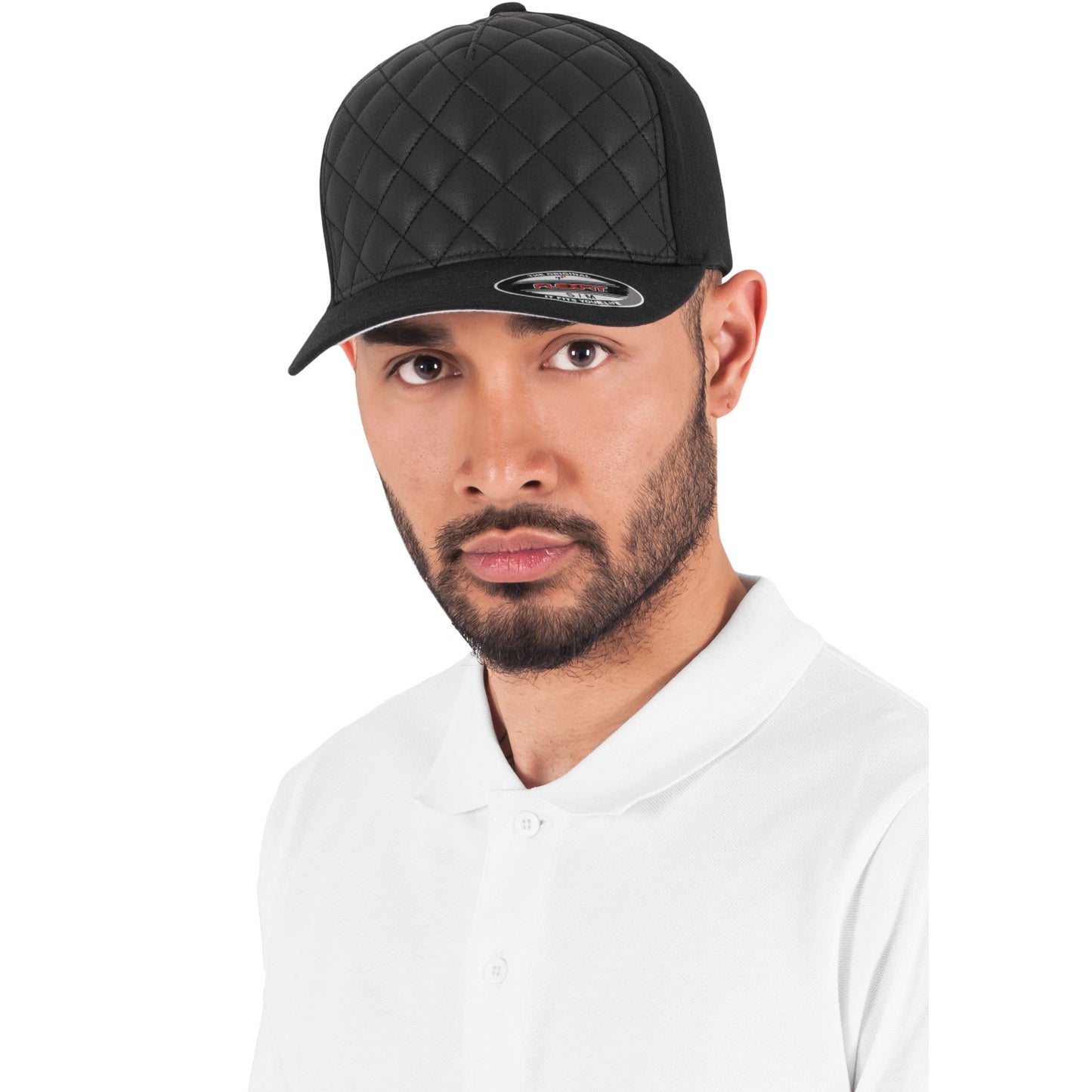 Flexfit By Yupoong Diamond Quilted Cap Athletic Shape Leather Imitation Front