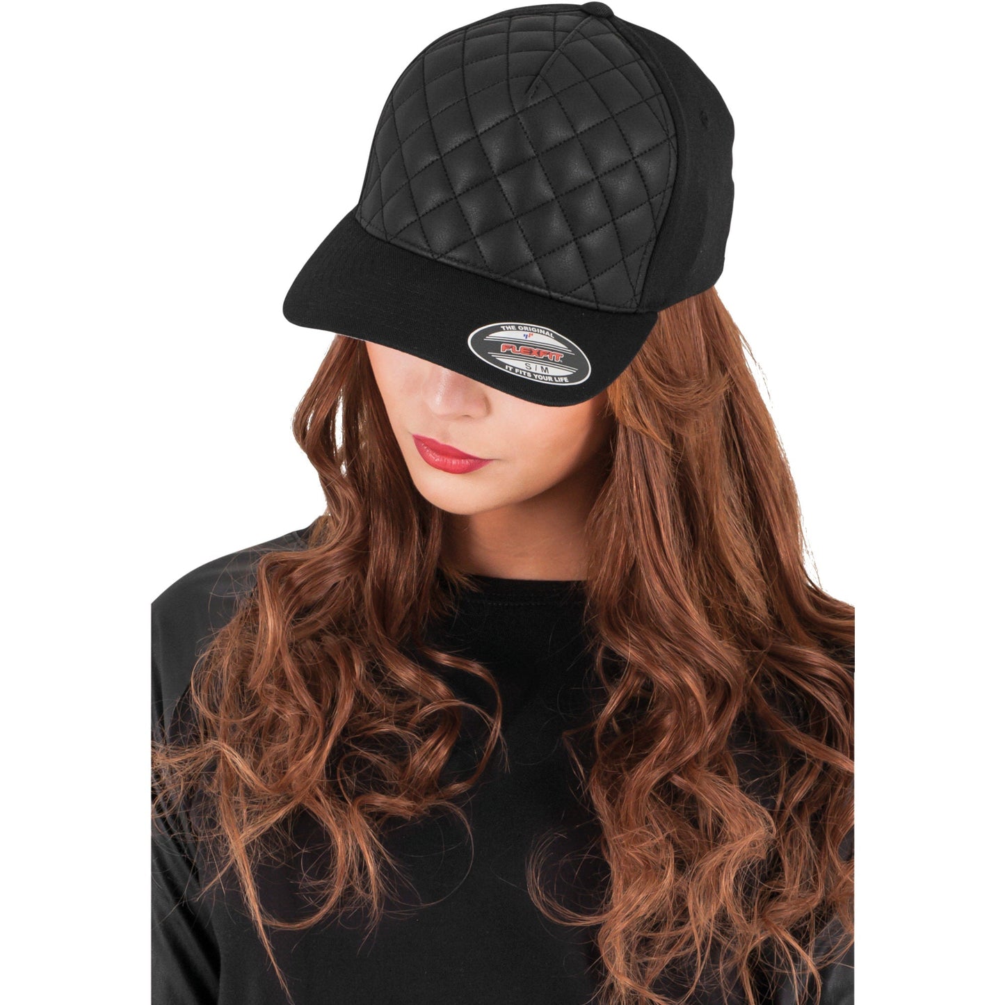 Flexfit By Yupoong Diamond Quilted Cap Athletic Shape Leather Imitation Front