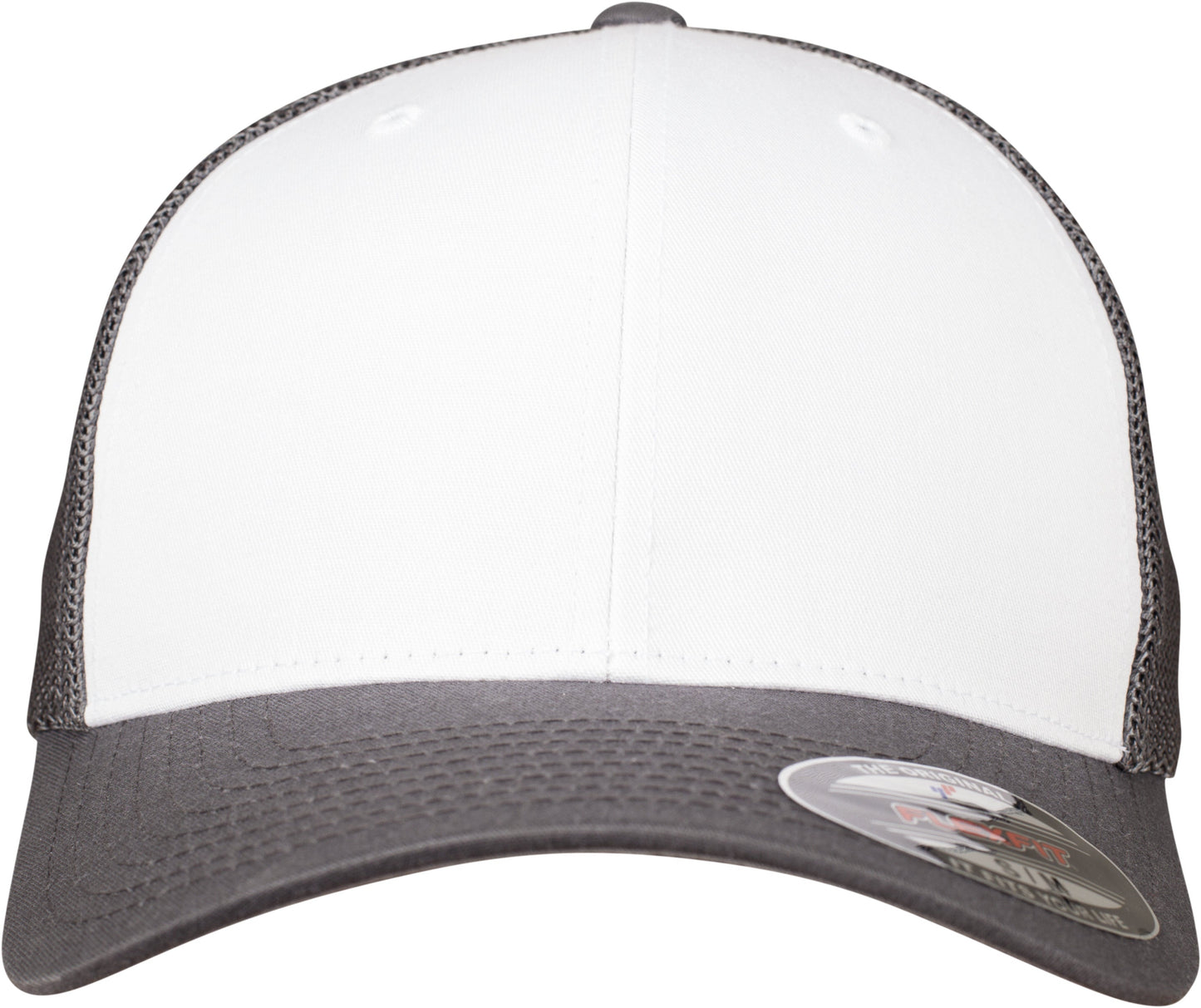 Flexfit By Yupoong Mesh Trucker Cap Coloured Front White Canvas Curved Brim