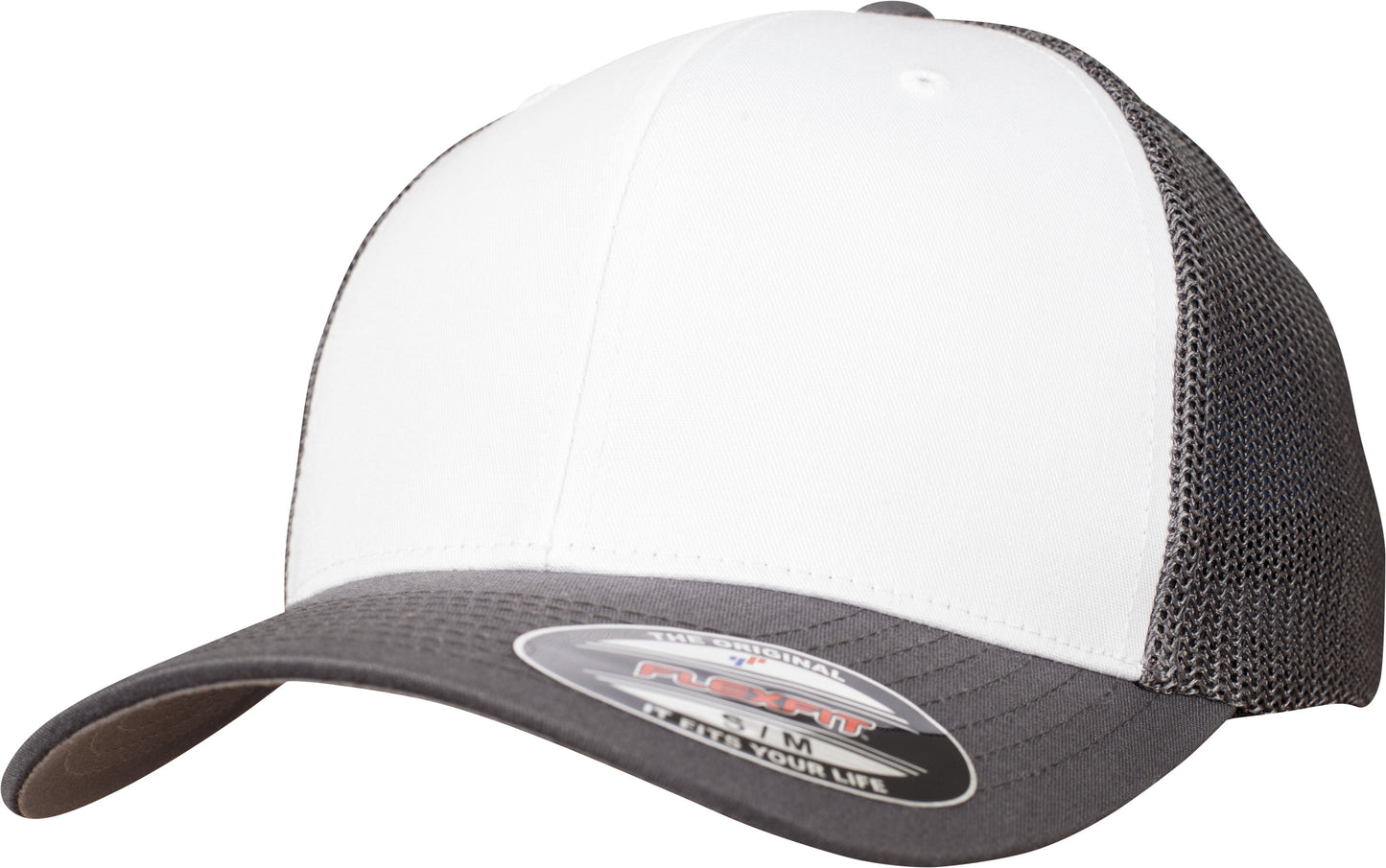 Flexfit By Yupoong Mesh Trucker Cap Coloured Front White Canvas Curved Brim