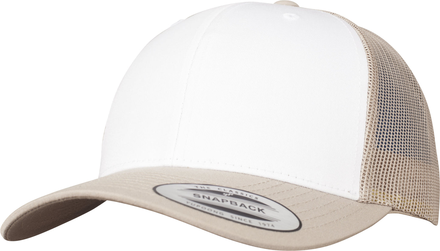 Flexfit Yupoong Retro Trucker Cap Coloured Front White Canvas Mesh Back