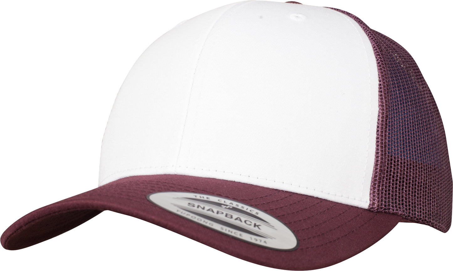 Flexfit Yupoong Retro Trucker Cap Coloured Front White Canvas Mesh Back