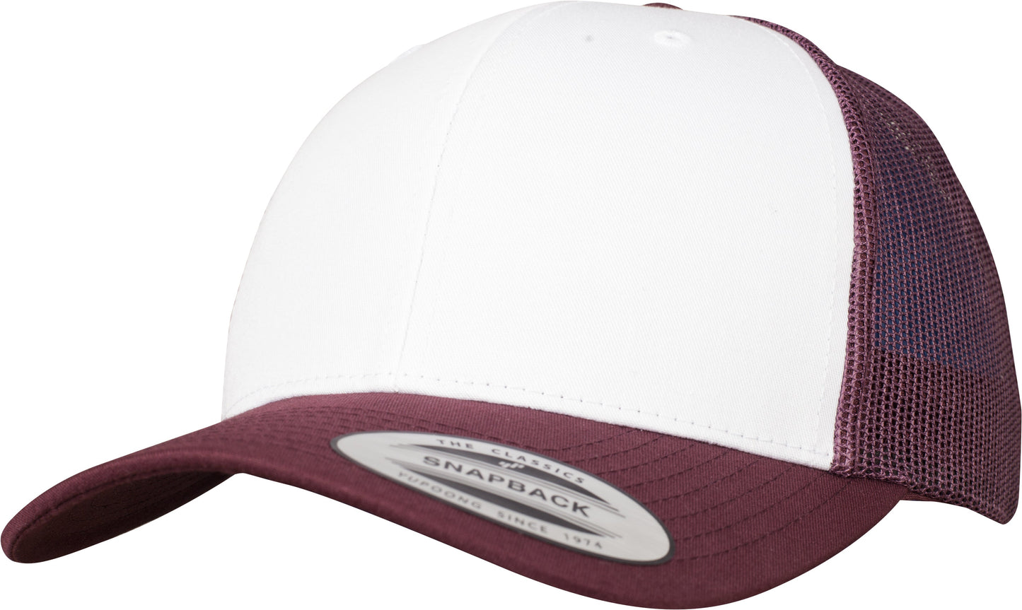 Flexfit Yupoong Retro Trucker Cap Coloured Front White Canvas Mesh Back
