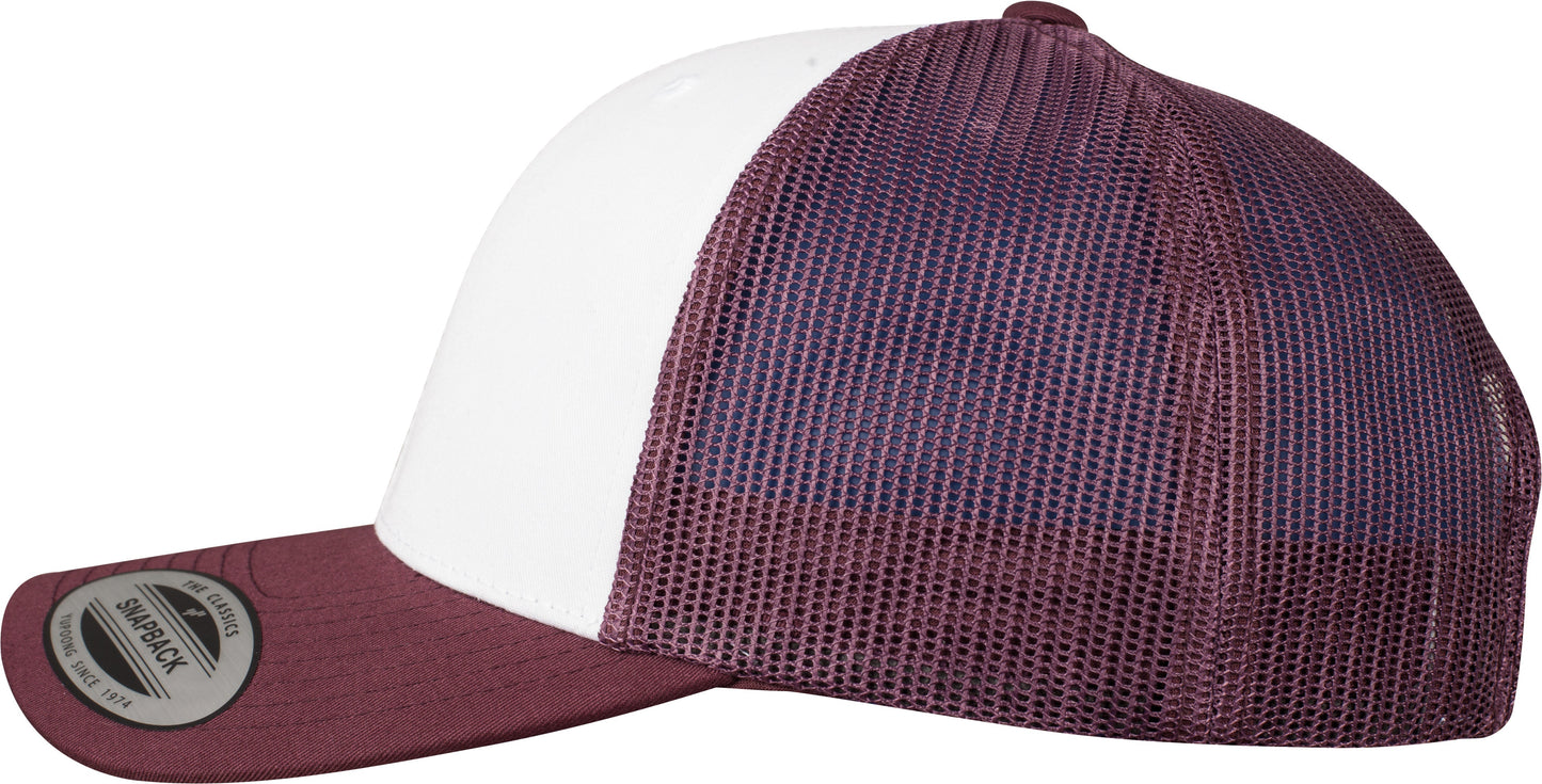 Flexfit Yupoong Retro Trucker Cap Coloured Front White Canvas Mesh Back