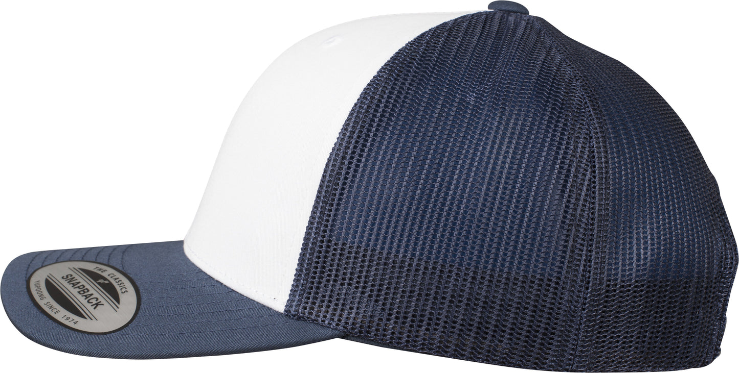 Flexfit Yupoong Retro Trucker Cap Coloured Front White Canvas Mesh Back