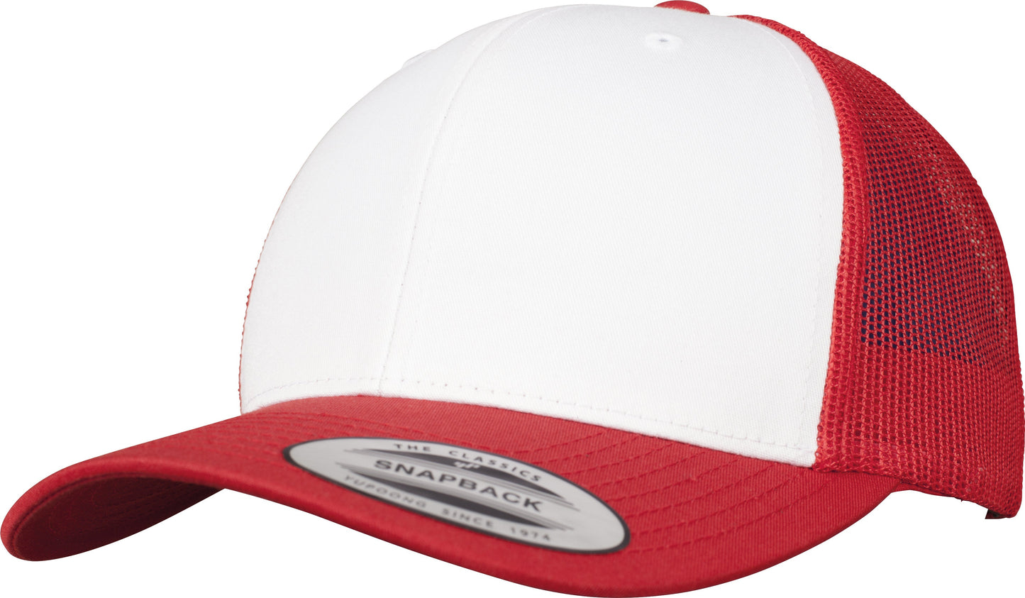 Flexfit Yupoong Retro Trucker Cap Coloured Front White Canvas Mesh Back