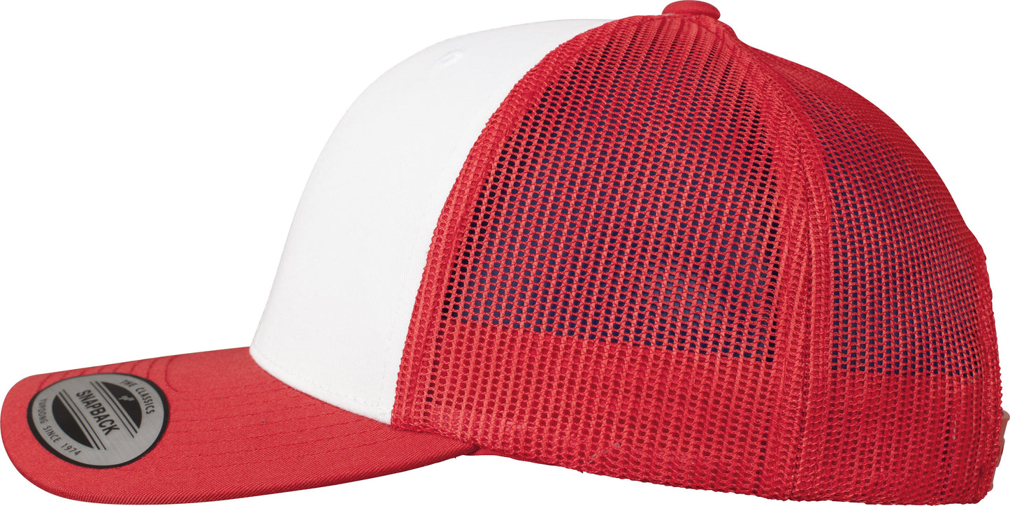 Flexfit Yupoong Retro Trucker Cap Coloured Front White Canvas Mesh Back