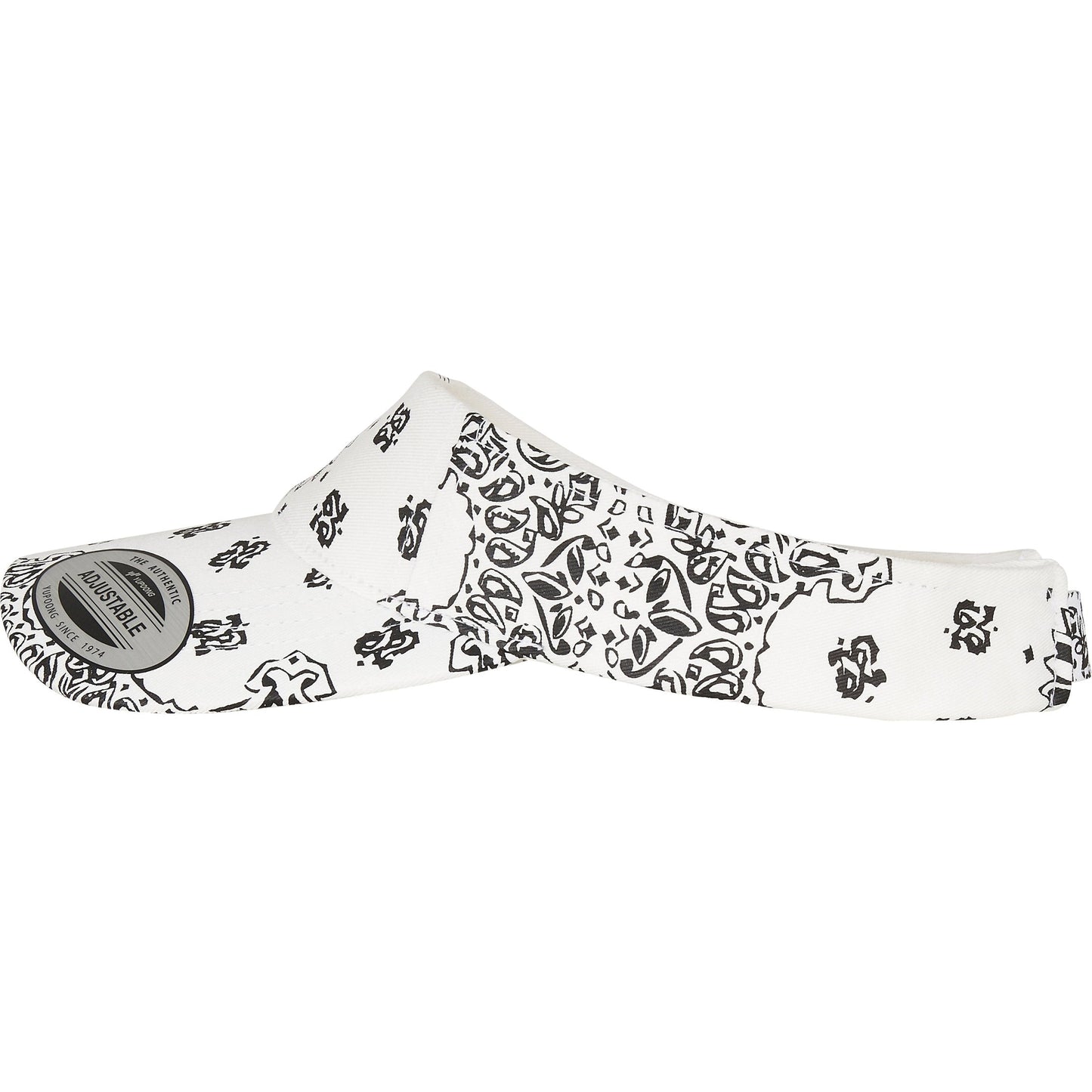 Flexfit Yupoong Bandana Print Visor Adjustable Hook & Loop Fastener Black White