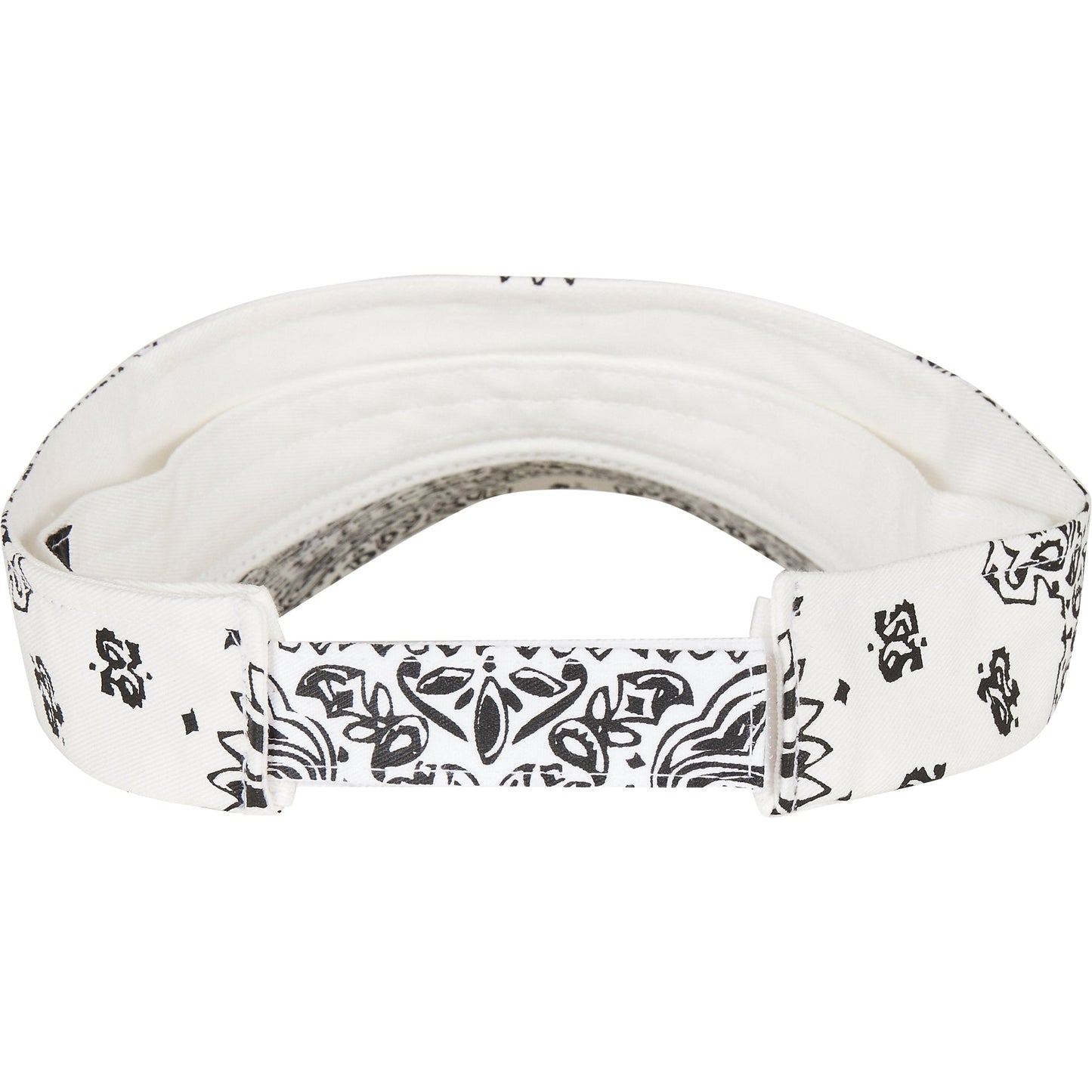 Flexfit Yupoong Bandana Print Visor Adjustable Hook & Loop Fastener Black White