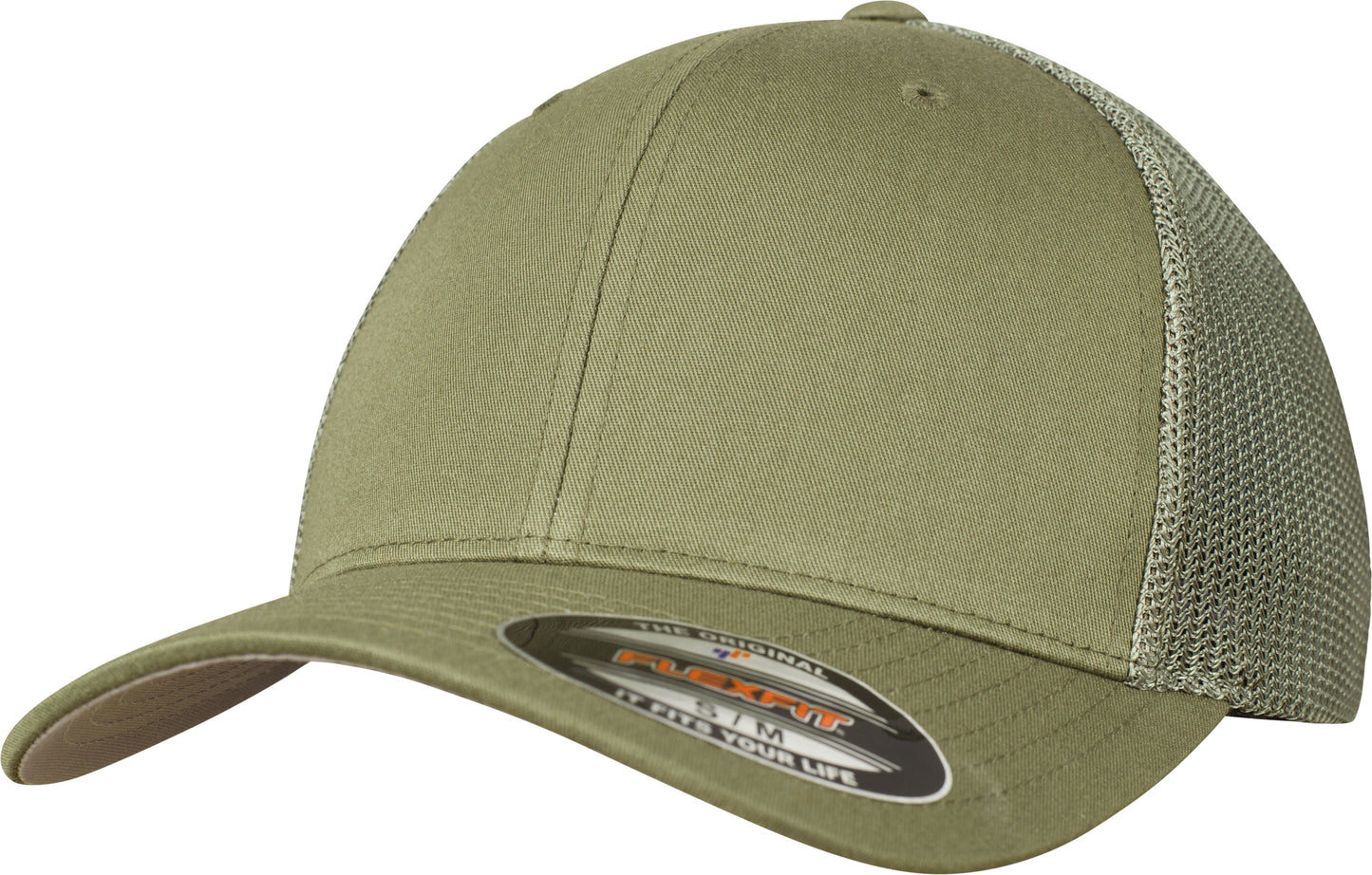 Flexfit By Yupoong Mesh Trucker Cap Curved Brim Comfortable One Size Black