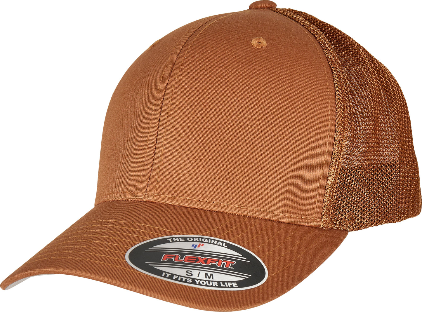 Flexfit By Yupoong Mesh Trucker Cap Curved Brim Comfortable One Size Black