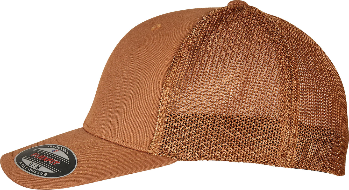 Flexfit By Yupoong Mesh Trucker Cap Curved Brim Comfortable One Size Black