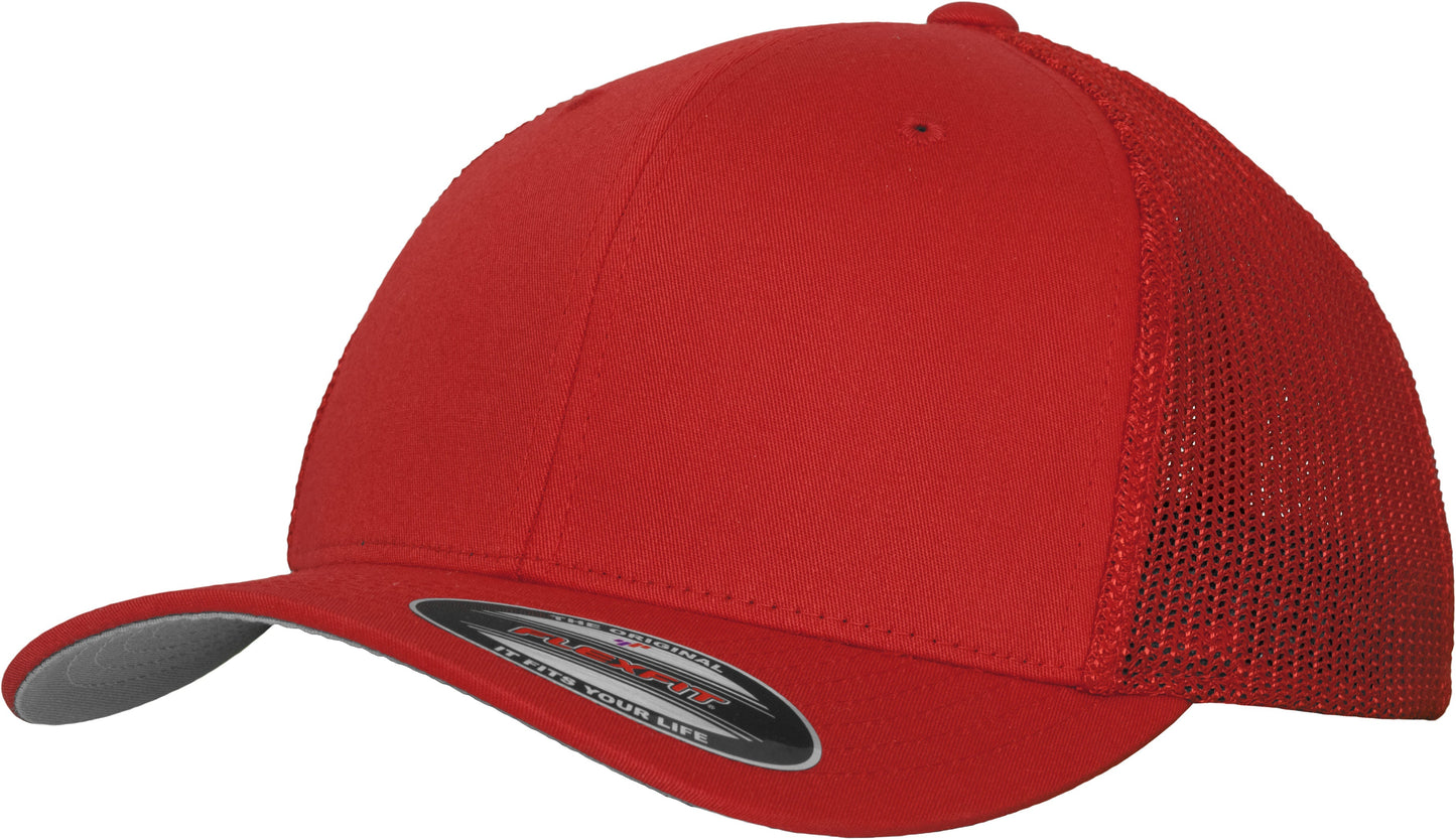 Flexfit By Yupoong Mesh Trucker Cap Curved Brim Comfortable One Size Black