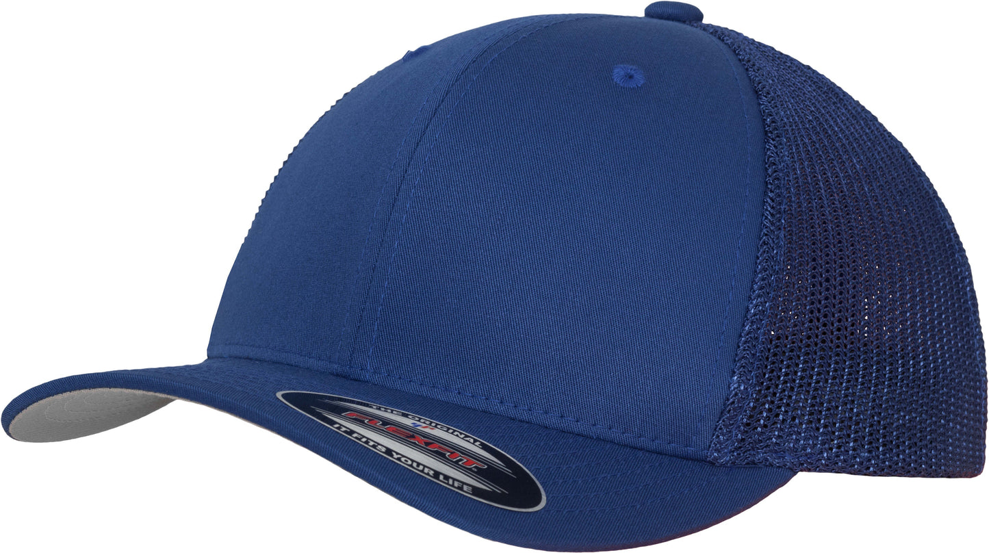 Flexfit By Yupoong Mesh Trucker Cap Curved Brim Comfortable One Size Black