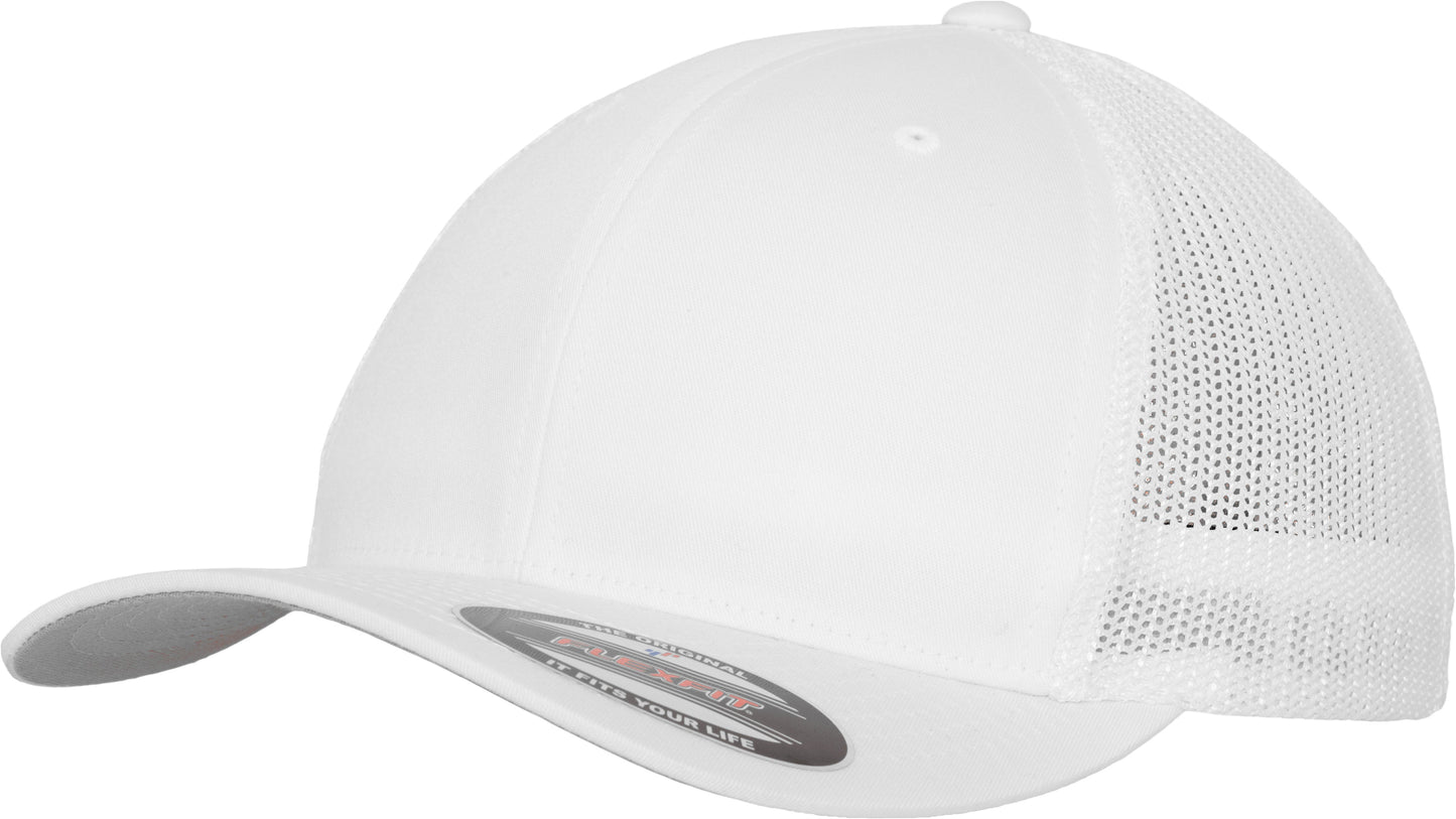 Flexfit By Yupoong Mesh Trucker Cap Curved Brim Comfortable One Size Black