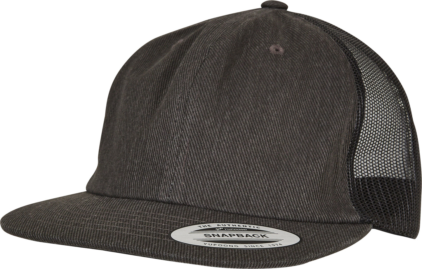 Flexfit Yupoong Denim Trucker Hat Snapback Flat Visor Six-Panel One Size