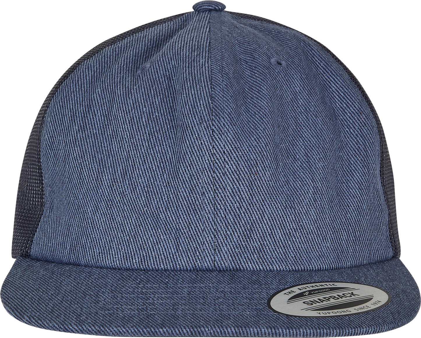Flexfit Yupoong Denim Trucker Hat Snapback Flat Visor Six-Panel One Size