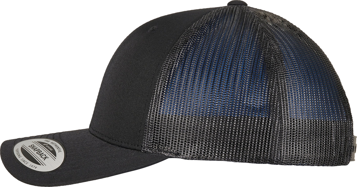 Flexfit Yupoong Trucker Cap Recycled Polyester Snapback Curved Visor Black