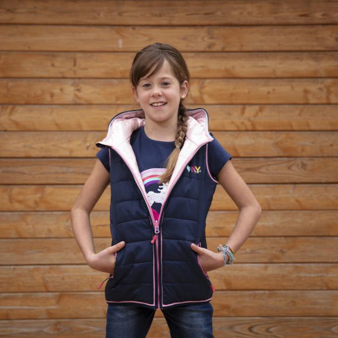 Equitheme Equi-Kids Jade Reversible Sleeveless Jacket EquiKids With Hood
