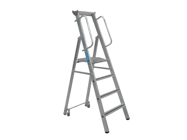 Zarges Mobile Mastersteps 1.06m Platform 4 Rungs Aluminium Ladder with Handrails