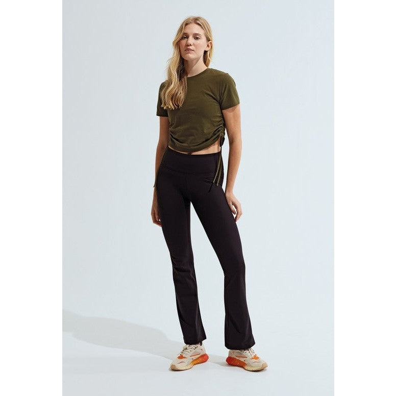 TriDri Women's Recycled Flare Leggings with Hidden Pocket, Soft Stretch Fabric