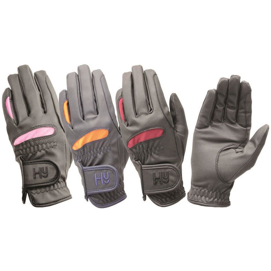 HY Hy5 Lightweight Riding Gloves Leather With Ventilated Mesh Pane