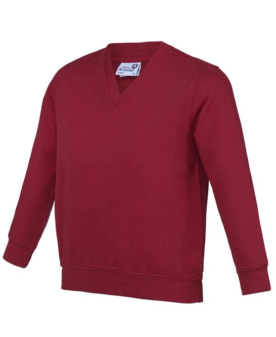 Awdis Academy Kids V-Neck Sweatshirt Soft Cotton Durable Set-In Sleeves