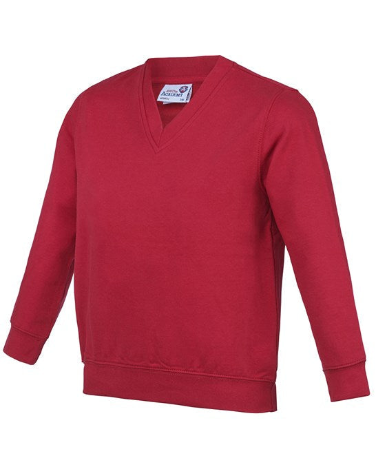 Awdis Academy Kids V-Neck Sweatshirt Soft Cotton Durable Set-In Sleeves