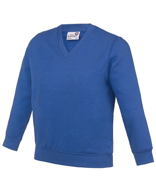 Awdis Academy Kids V-Neck Sweatshirt Soft Cotton Durable Set-In Sleeves