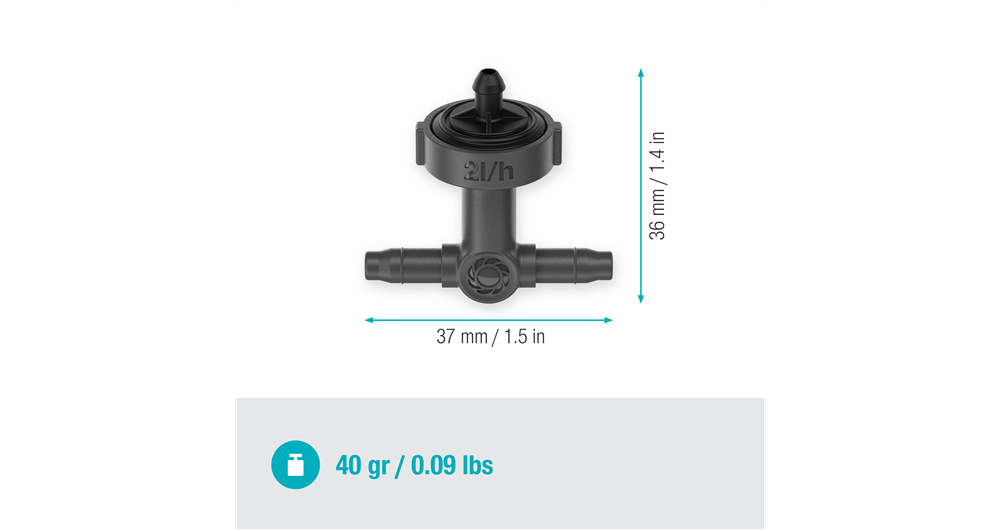 Gardena Inline Drip Head 2 l/h Pressure Compensating Self-Cleaning System