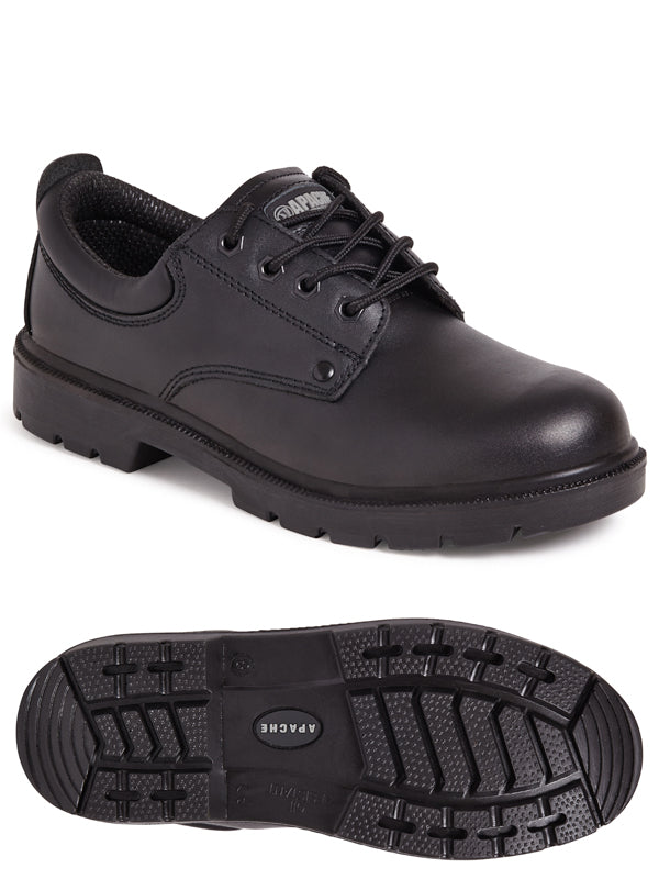 Apache AP306 Safety Shoes Steel Toe Water Resistant Black Leather 4 Eyelet