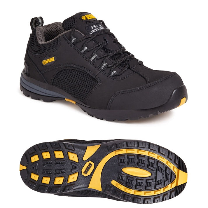 Apache AP318SM Safety Shoes Steel Toe Anti-Static Shock Absorbent Black Trainer