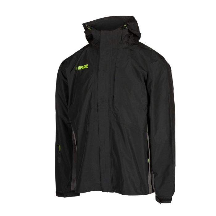Apache Welland Waterproof Jacket Black Grey Regular Fit with Hood and Pockets