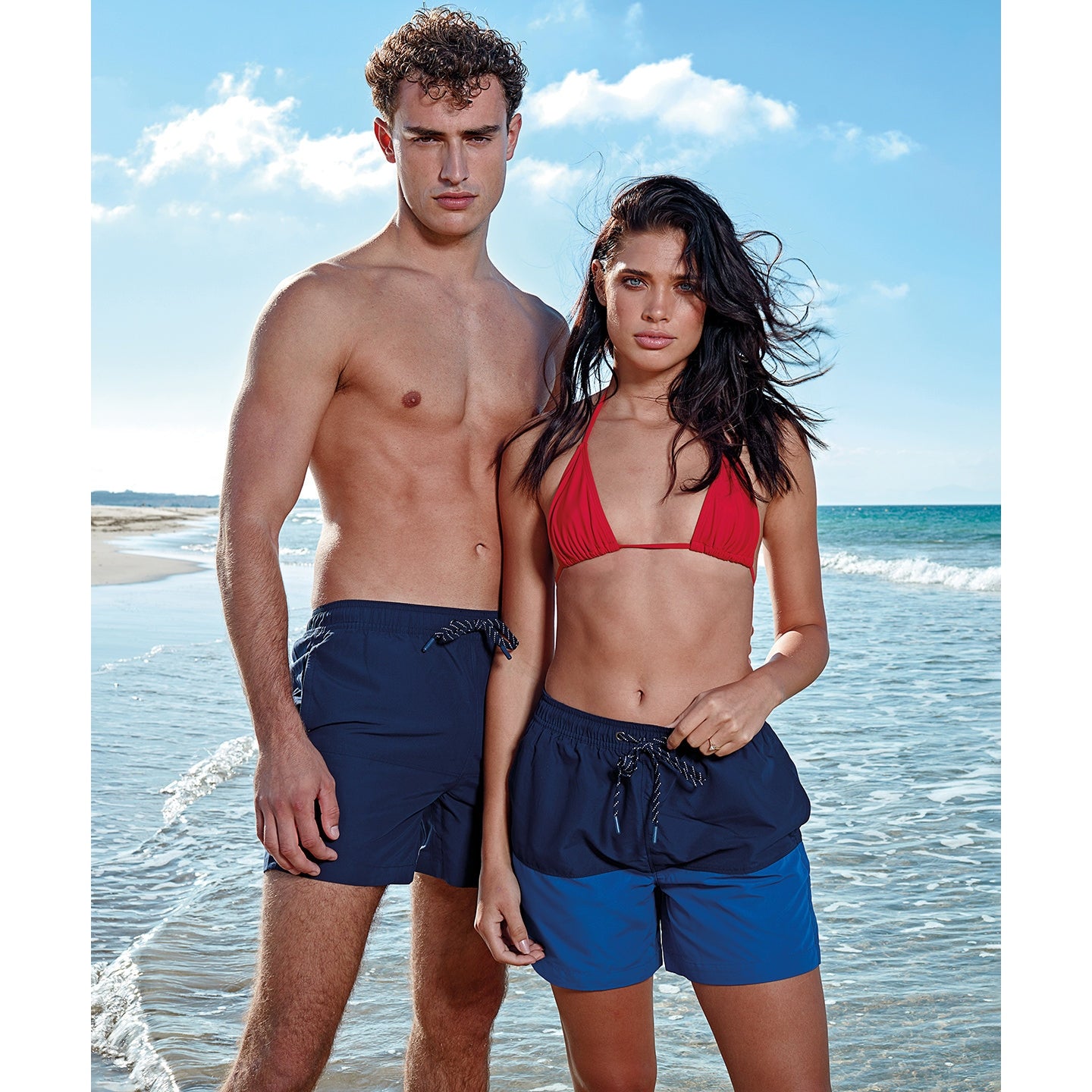Asquith & Fox Block Colour Swim Shorts Panelled Tie Waist Beachwear S-3XL