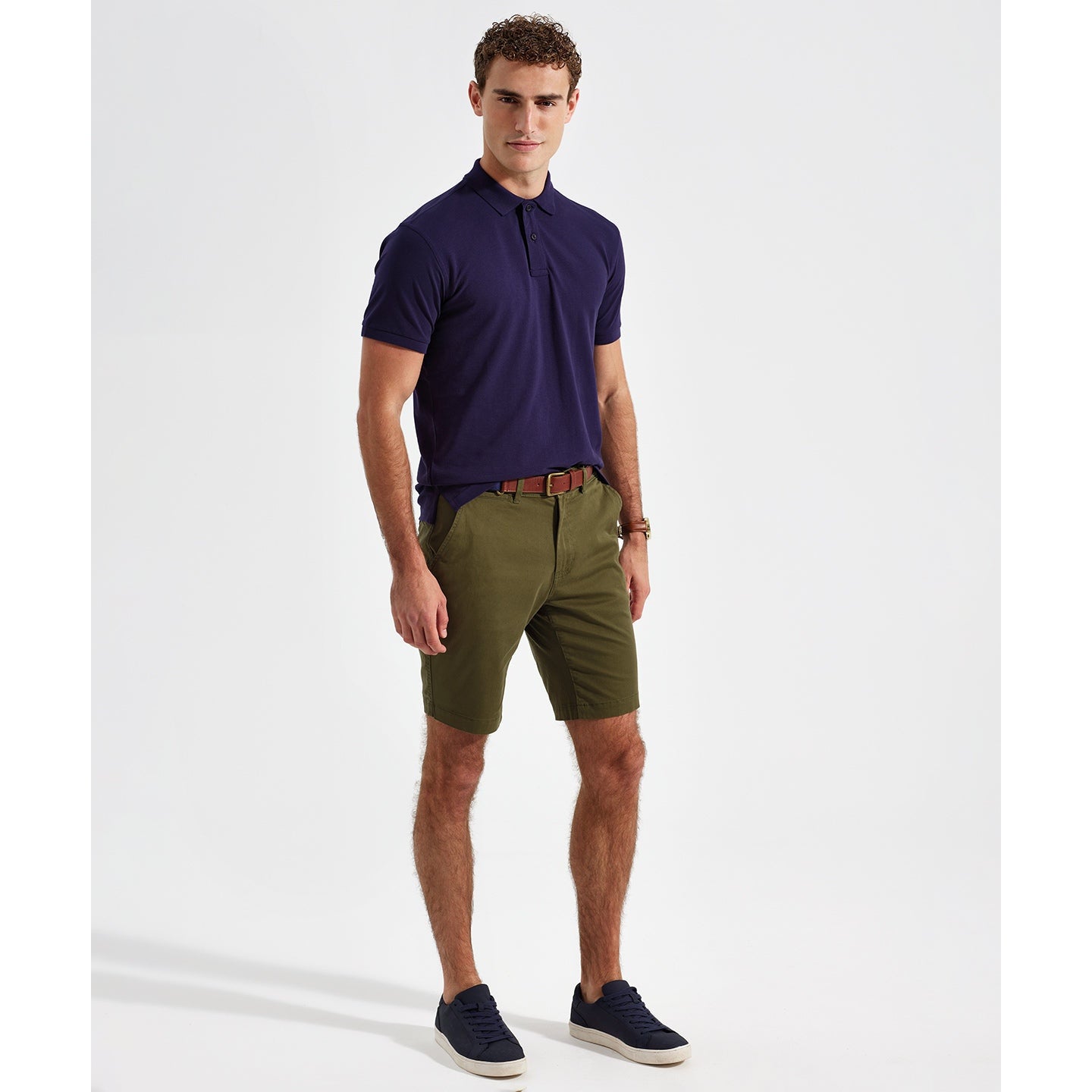 Asquith & Fox Men's Lightweight Chino Shorts with Belt Loops and Pockets