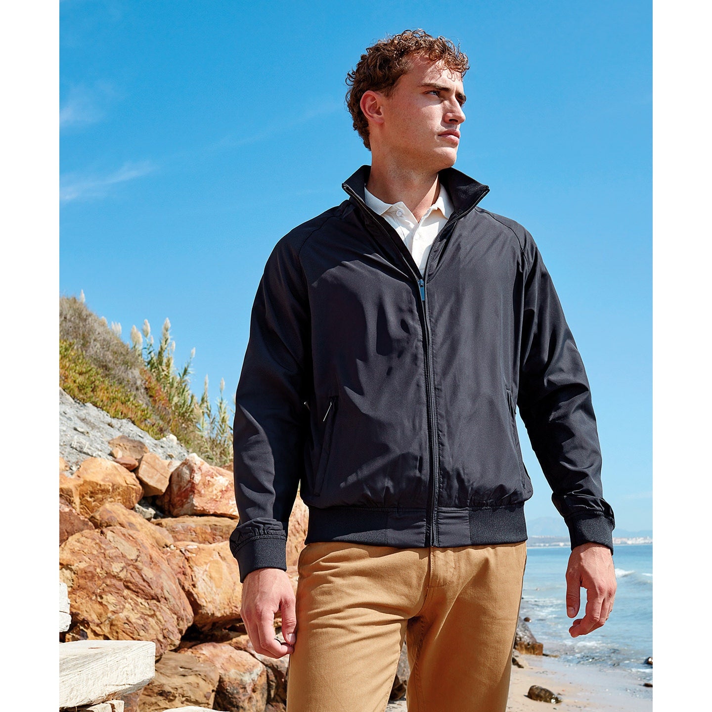 Asquith & Fox Men's Harrington Jacket Full Zip Classic Fit Lightweight 100% Poly