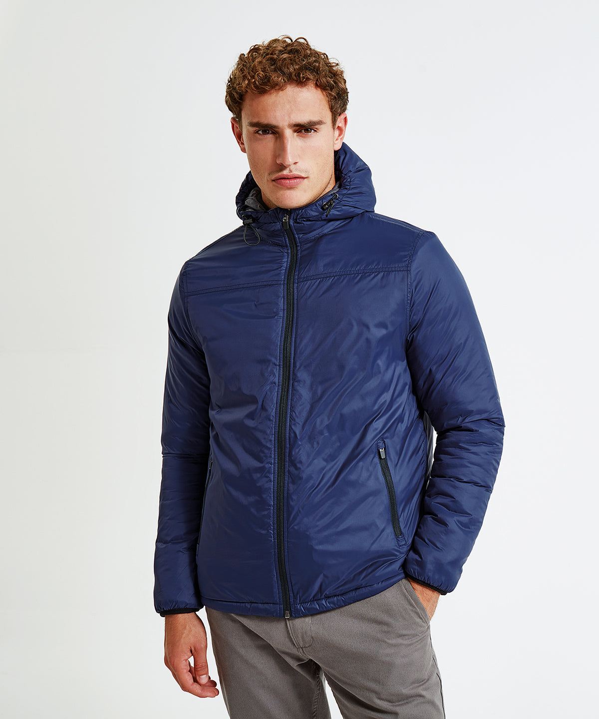 Asquith & Fox Men's Padded Wind Jacket with Double Hood, Wind-Resistant,  S-2XL