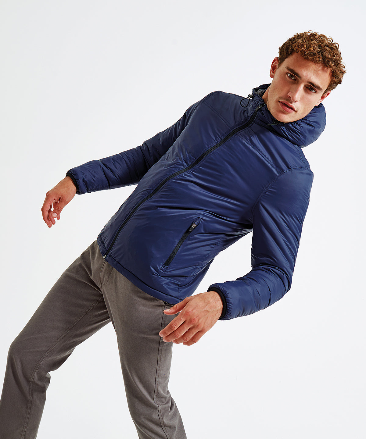 Asquith & Fox Men's Padded Wind Jacket with Double Hood, Wind-Resistant,  S-2XL