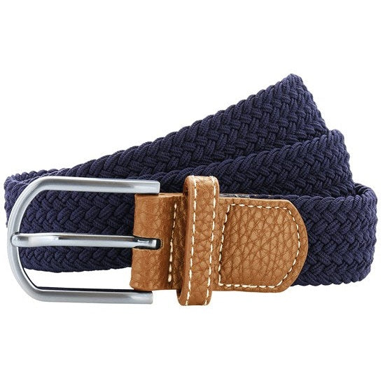 Asquith & Fox Braid Stretch Belt Faux Leather Chrome Buckle Zig Zag Design