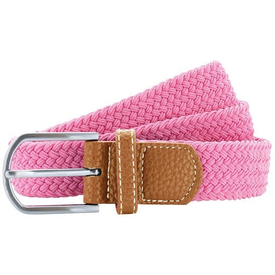Asquith & Fox Braid Stretch Belt Faux Leather Chrome Buckle Zig Zag Design